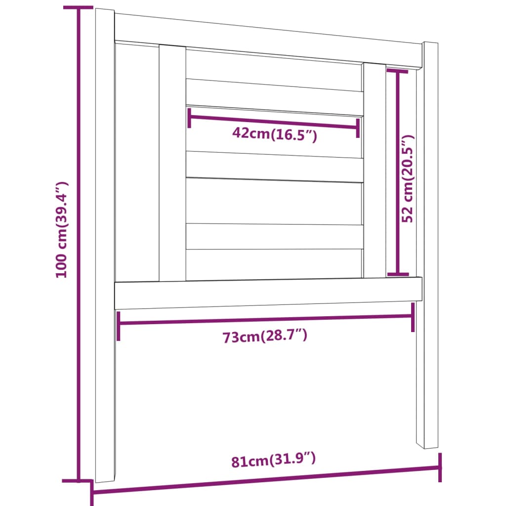 vidaXL Cabecero de cama madera maciza de pino marrón miel 81x4x100 cm