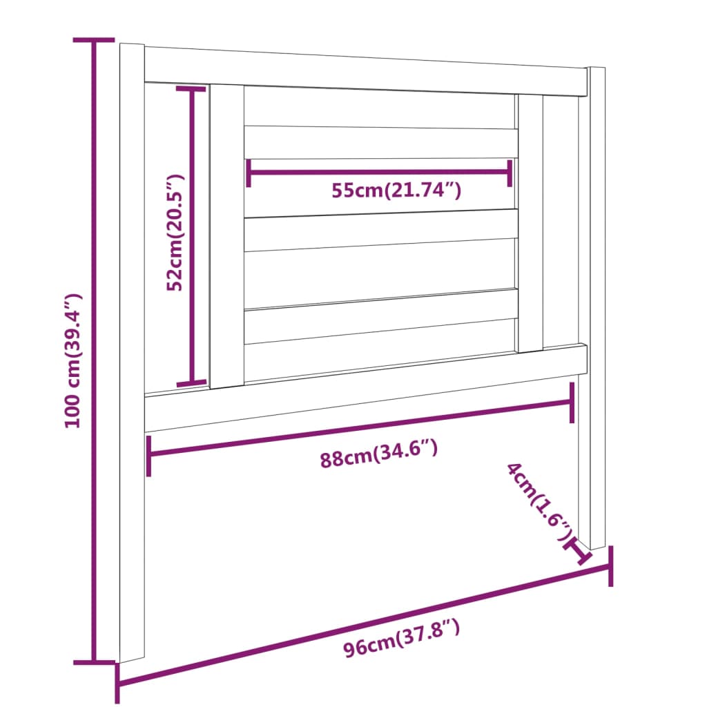 vidaXL Cabecero de cama madera maciza de pino blanco 96x4x100 cm