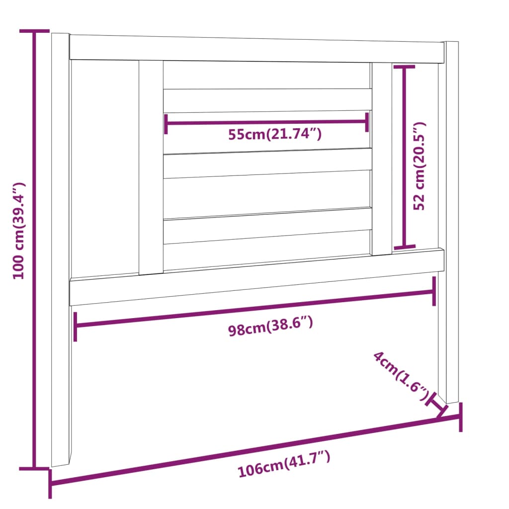 vidaXL Cabecero de cama madera maciza de pino blanco 106x4x100 cm