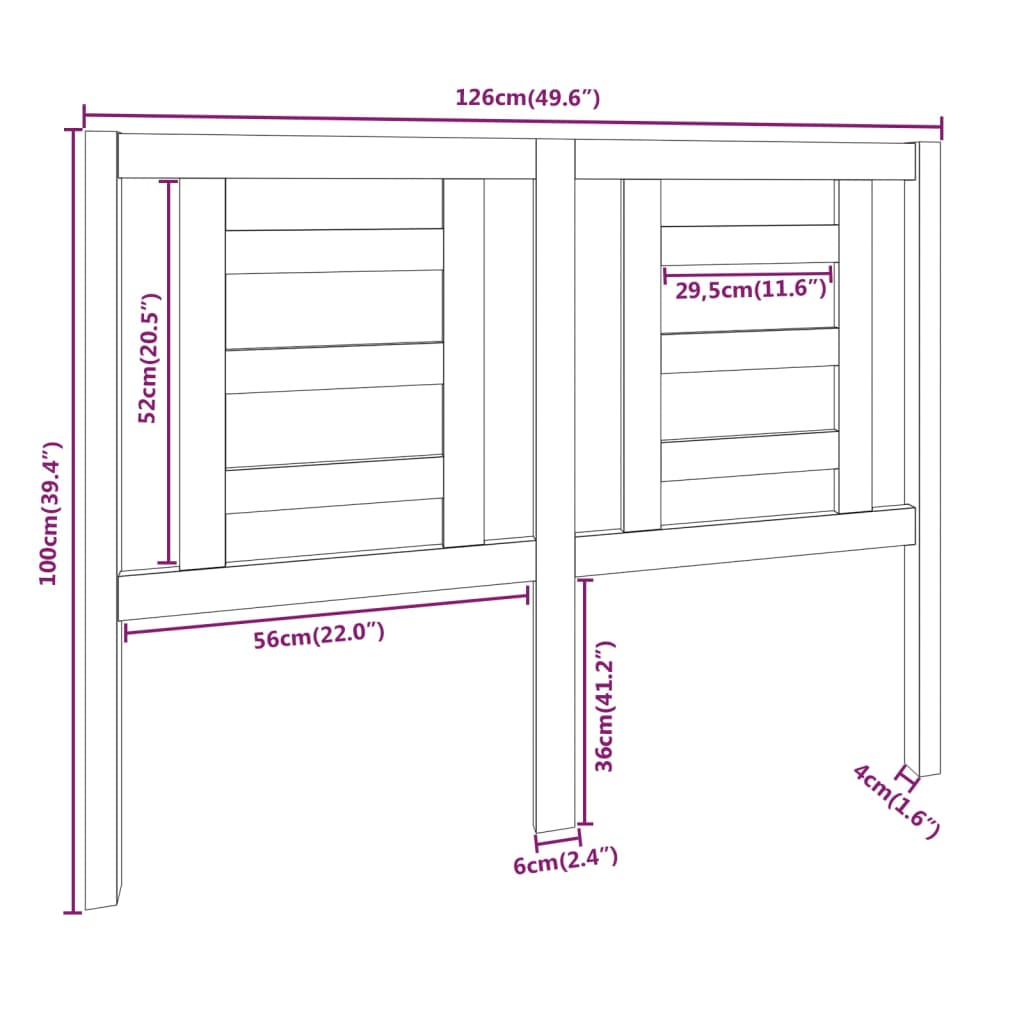 vidaXL Cabecero de cama madera maciza de pino blanco 126x4x100 cm