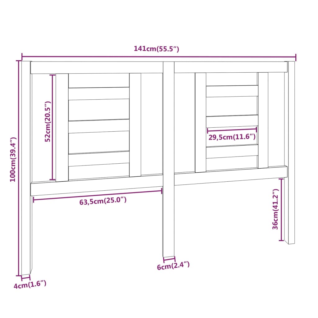 vidaXL Cabecero de cama madera maciza de pino marrón miel 141x4x100 cm