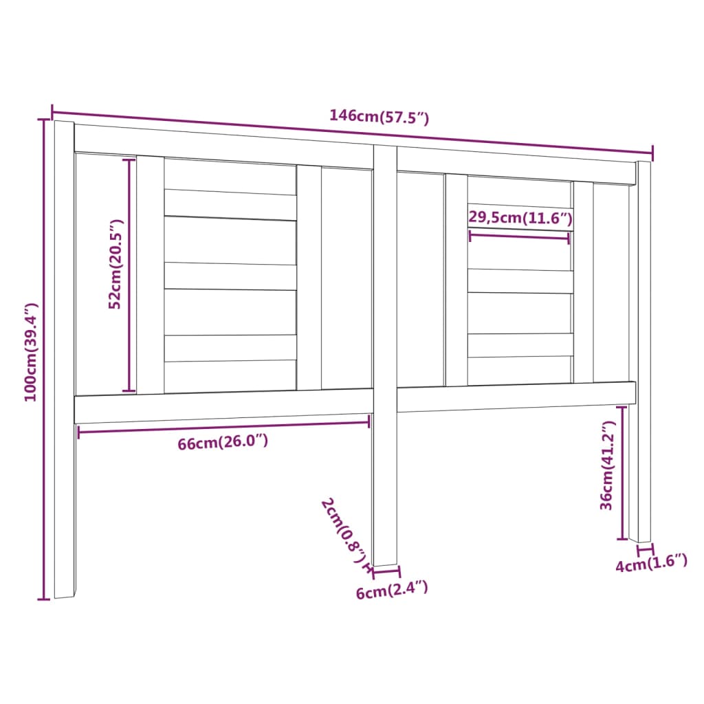 vidaXL Cabecero de cama madera maciza de pino gris 146x4x100 cm