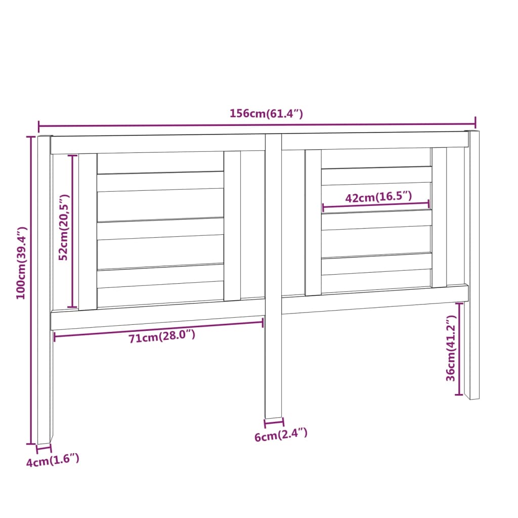 vidaXL Cabecero de cama madera maciza de pino gris 156x4x100 cm