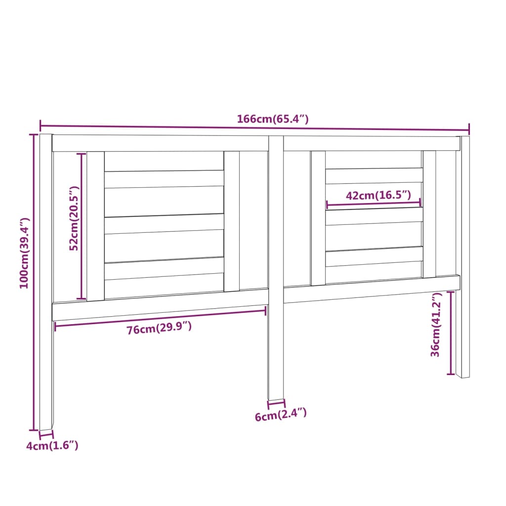 vidaXL Cabecero de cama madera maciza de pino 166x4x100 cm