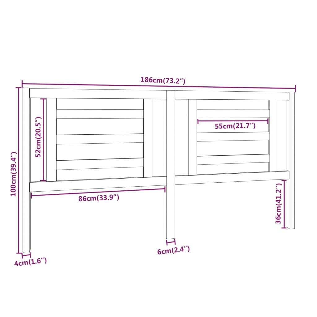 vidaXL Cabecero de cama madera maciza de pino blanco 186x4x100 cm