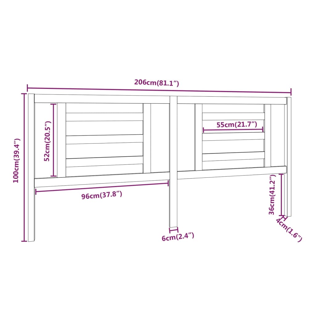 vidaXL Cabecero de cama madera maciza de pino blanco 206x4x100 cm