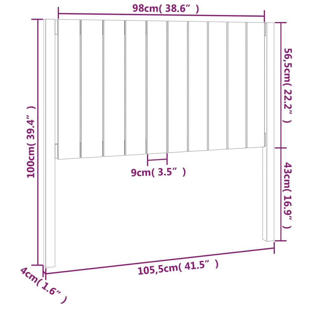 vidaXL Cabecero de cama madera maciza de pino 105,5x4x100 cm