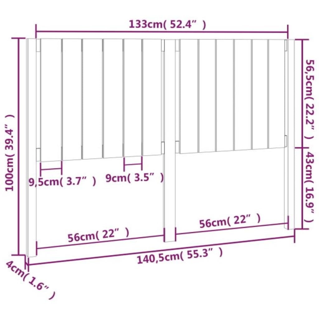 vidaXL Cabecero de cama madera maciza de pino blanco 140,5x4x100 cm