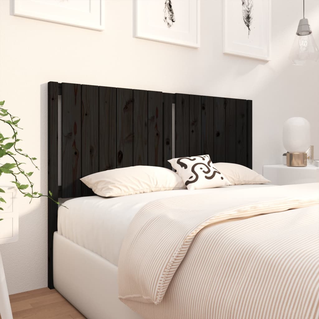 vidaXL Cabecero de cama madera maciza de pino negro 145,5x4x100 cm