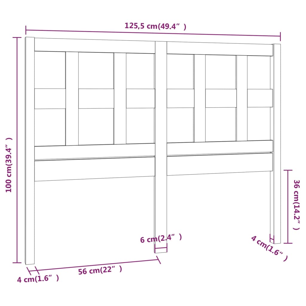 vidaXL Cabecero de cama madera maciza de pino gris 125,5x4x100 cm