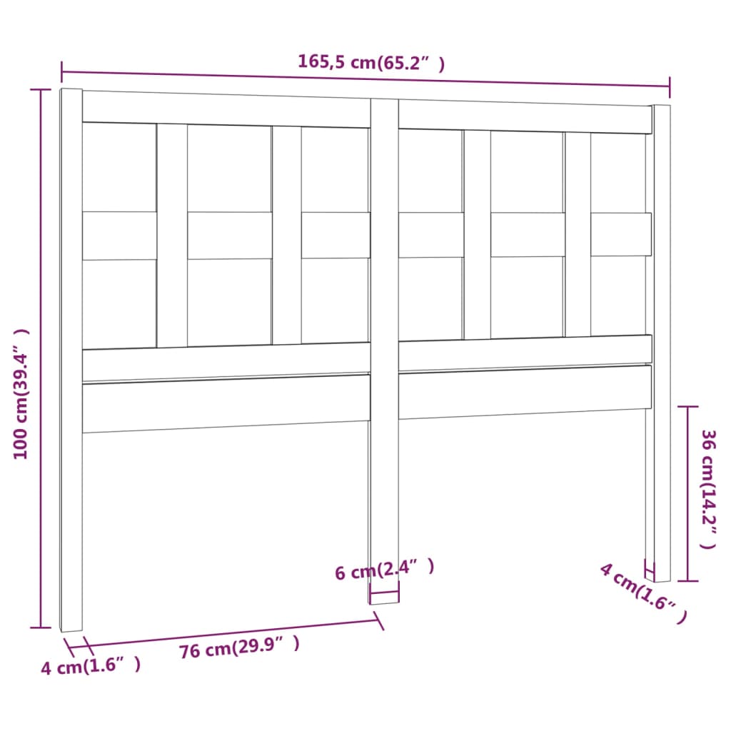 vidaXL Cabecero de cama madera maciza de pino blanco 165,5x4x100 cm