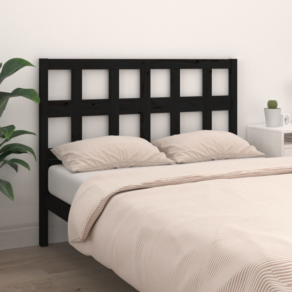 vidaXL Cabecero de cama madera maciza de pino negro 205,5x4x100 cm