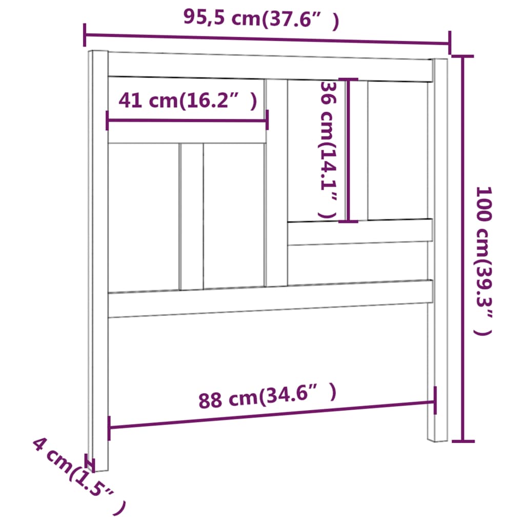 vidaXL Cabecero de cama madera maciza de pino 95,5x4x100 cm