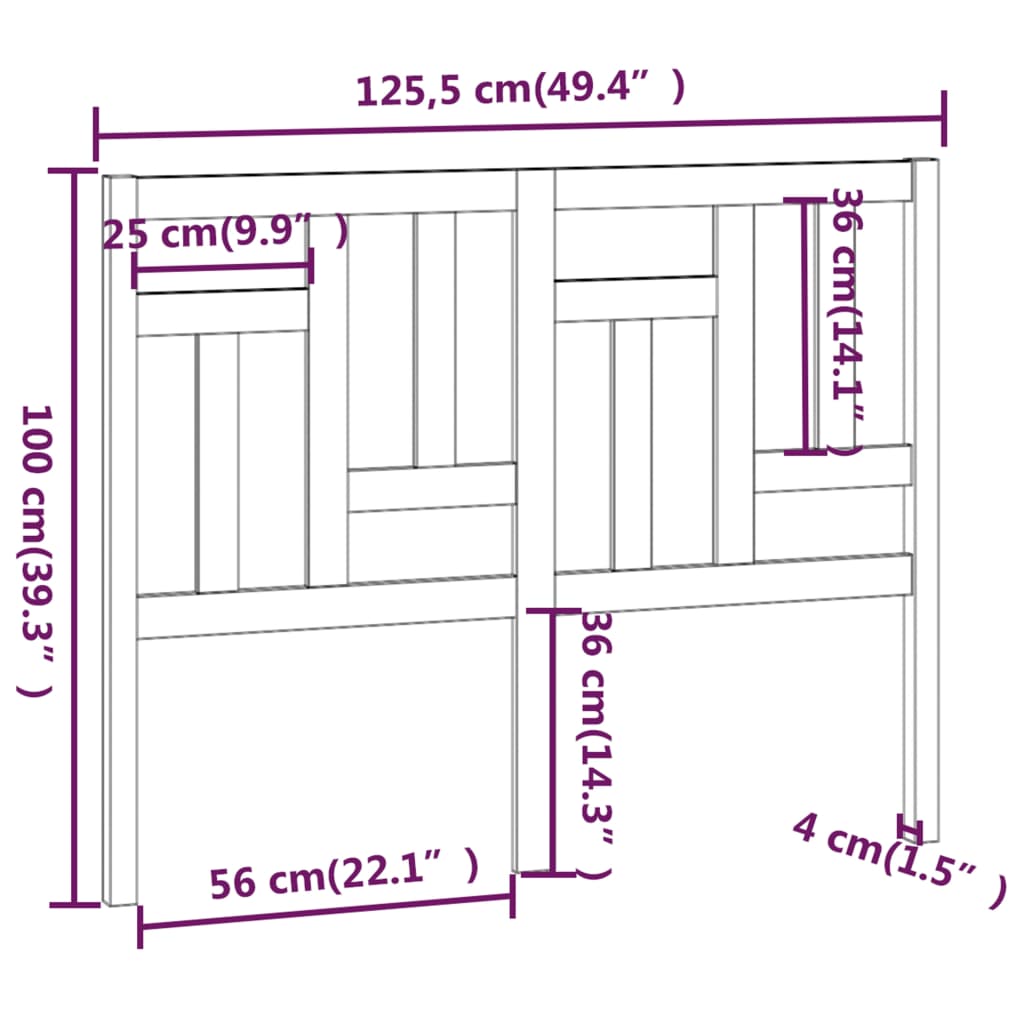 vidaXL Cabecero de cama madera maciza de pino blanco 125,5x4x100 cm