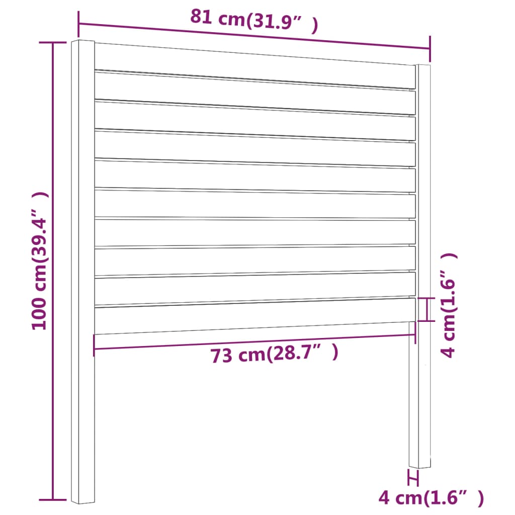 vidaXL Cabecero de cama madera maciza de pino 81x4x100 cm