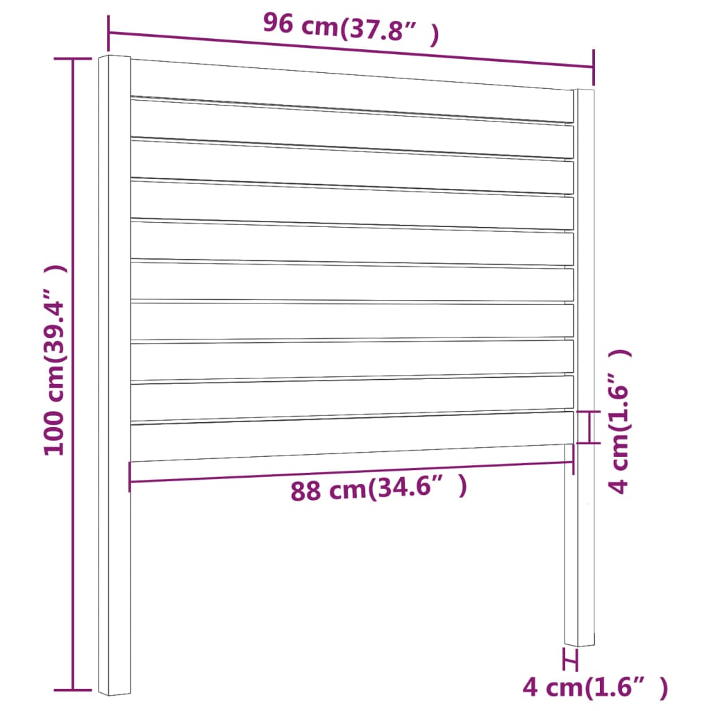 vidaXL Cabecero de cama madera maciza de pino 96x4x100 cm