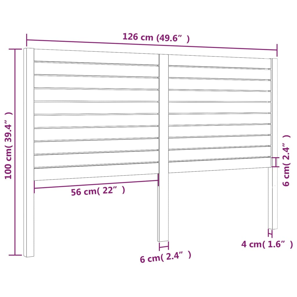 vidaXL Cabecero de cama madera maciza de pino blanco 126x4x100 cm