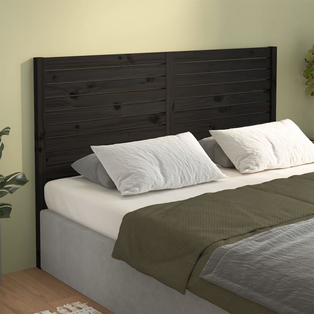 vidaXL Cabecero de cama madera maciza de pino negro 146x4x100 cm