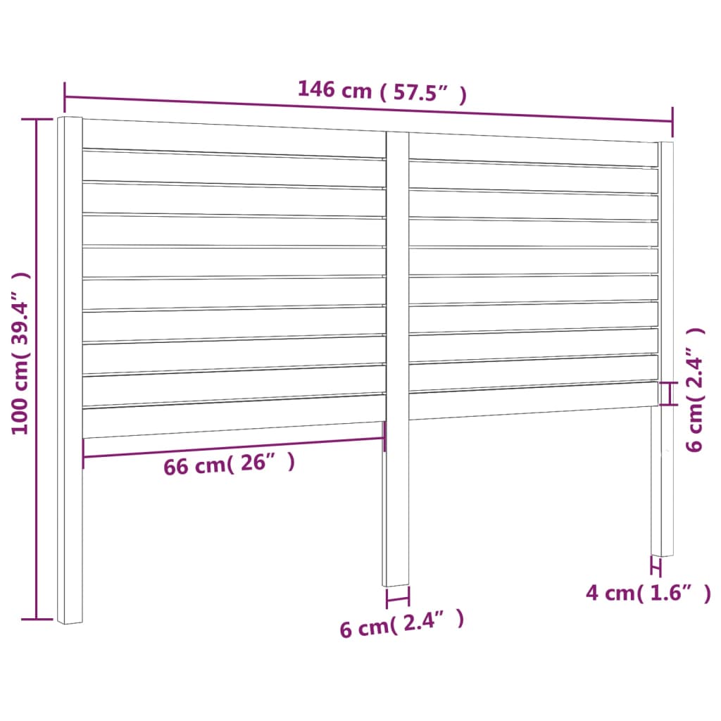 vidaXL Cabecero de cama madera maciza de pino negro 146x4x100 cm