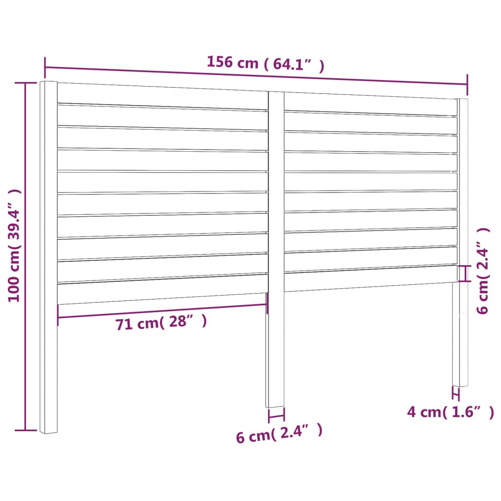 vidaXL Cabecero de cama madera maciza de pino blanco 156x4x100 cm