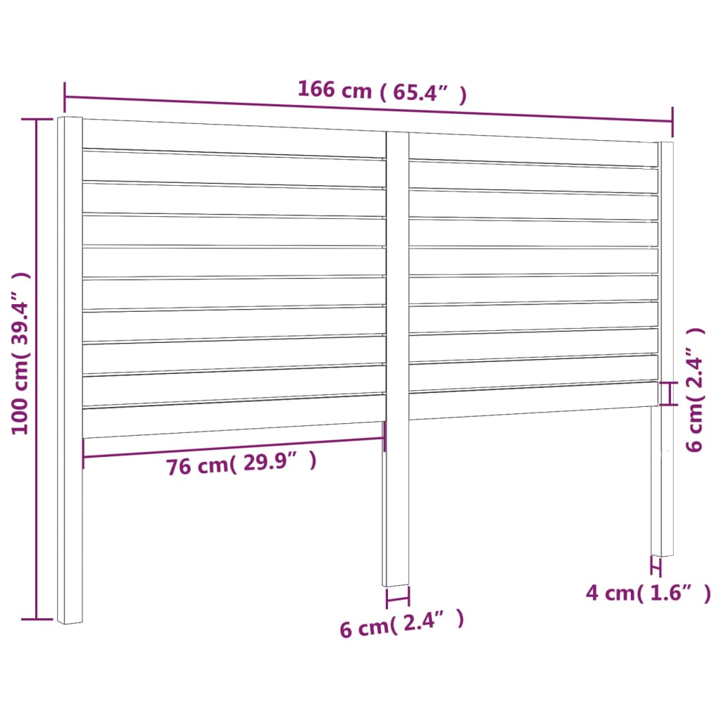 vidaXL Cabecero de cama madera maciza de pino 166x4x100 cm