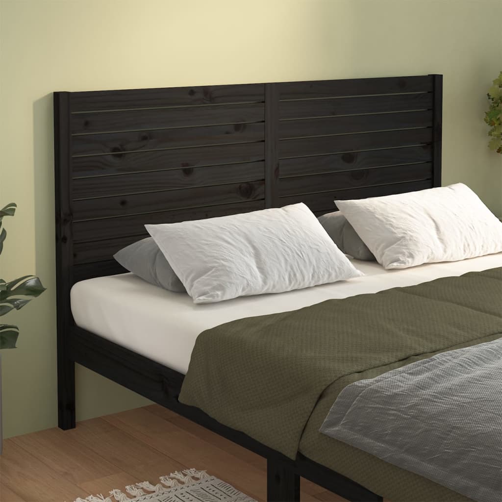 vidaXL Cabecero de cama madera maciza de pino negro 186x4x100 cm