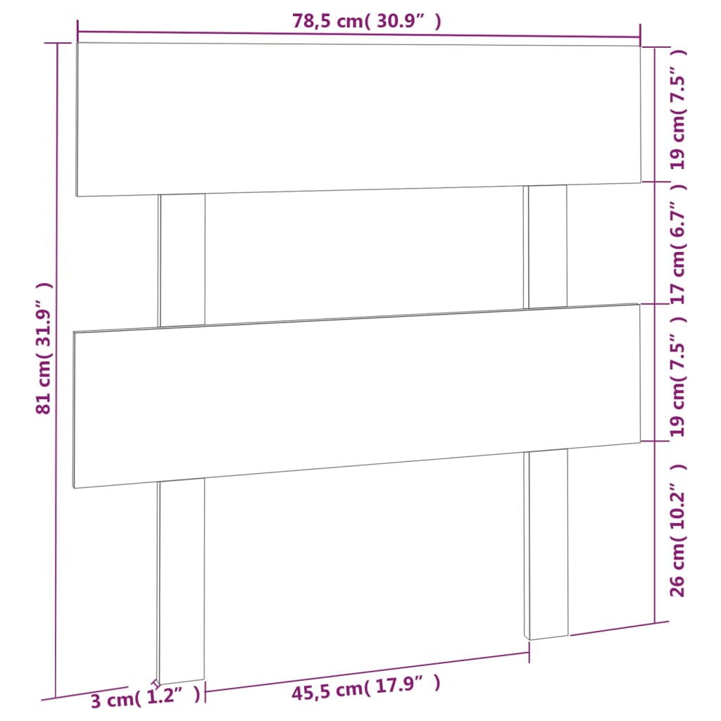 vidaXL Cabecero de cama madera maciza de pino 78,5x3x81 cm