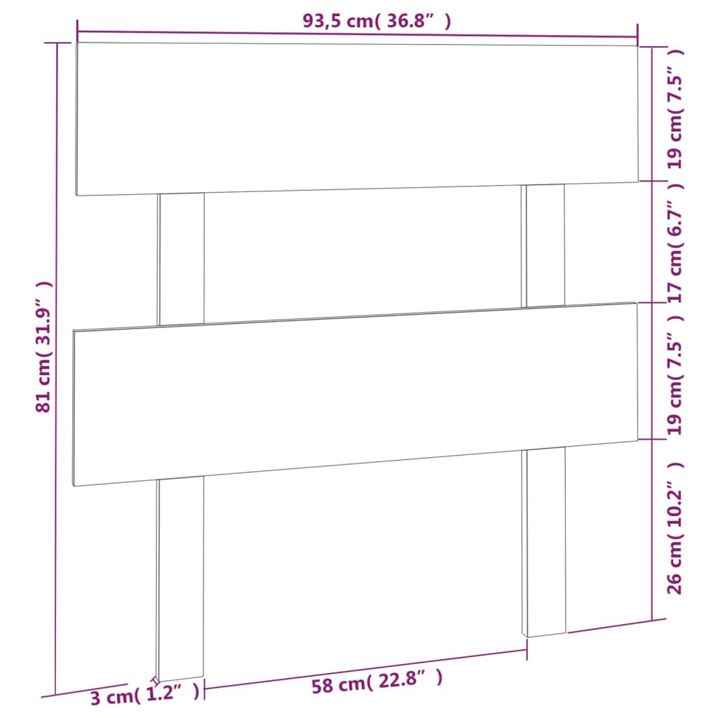 vidaXL Cabecero de cama madera maciza de pino blanco 93,5x3x81 cm