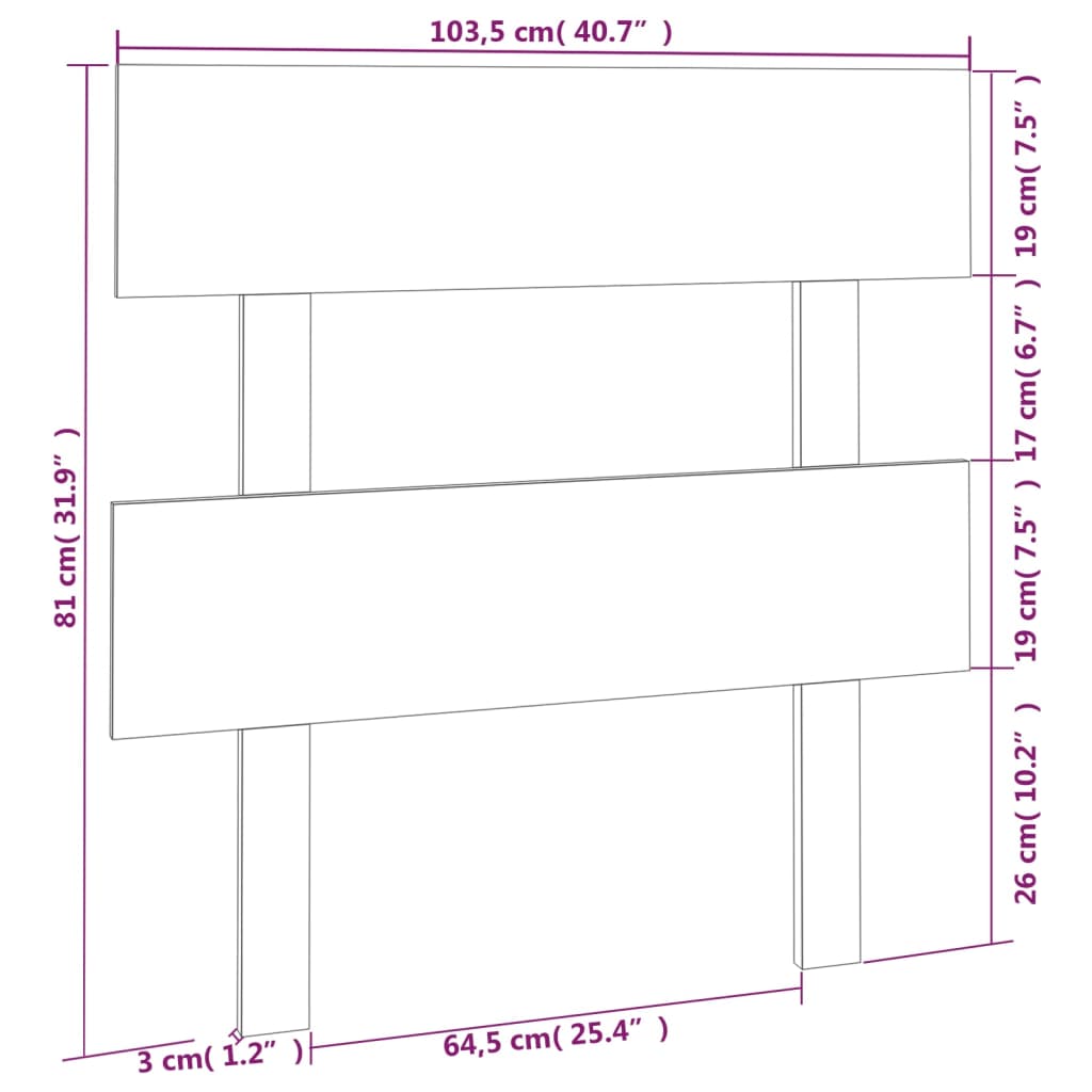 vidaXL Cabecero de cama madera maciza de pino blanco 103,5x3x81 cm