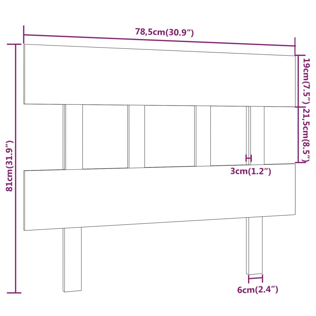 vidaXL Cabecero de cama madera maciza de pino blanco 78,5x3x81 cm