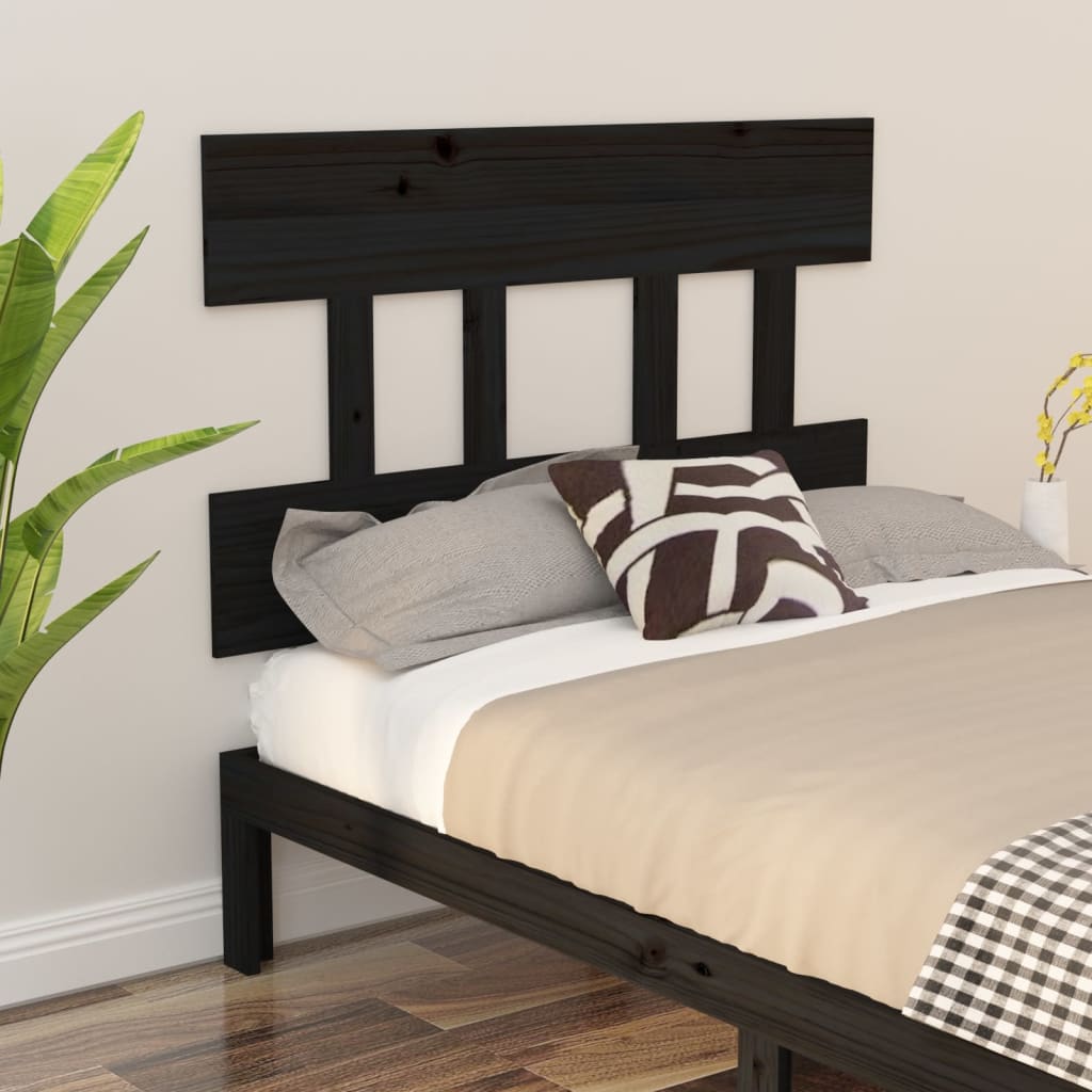 vidaXL Cabecero de cama madera maciza de pino negro 103,5x3x81 cm