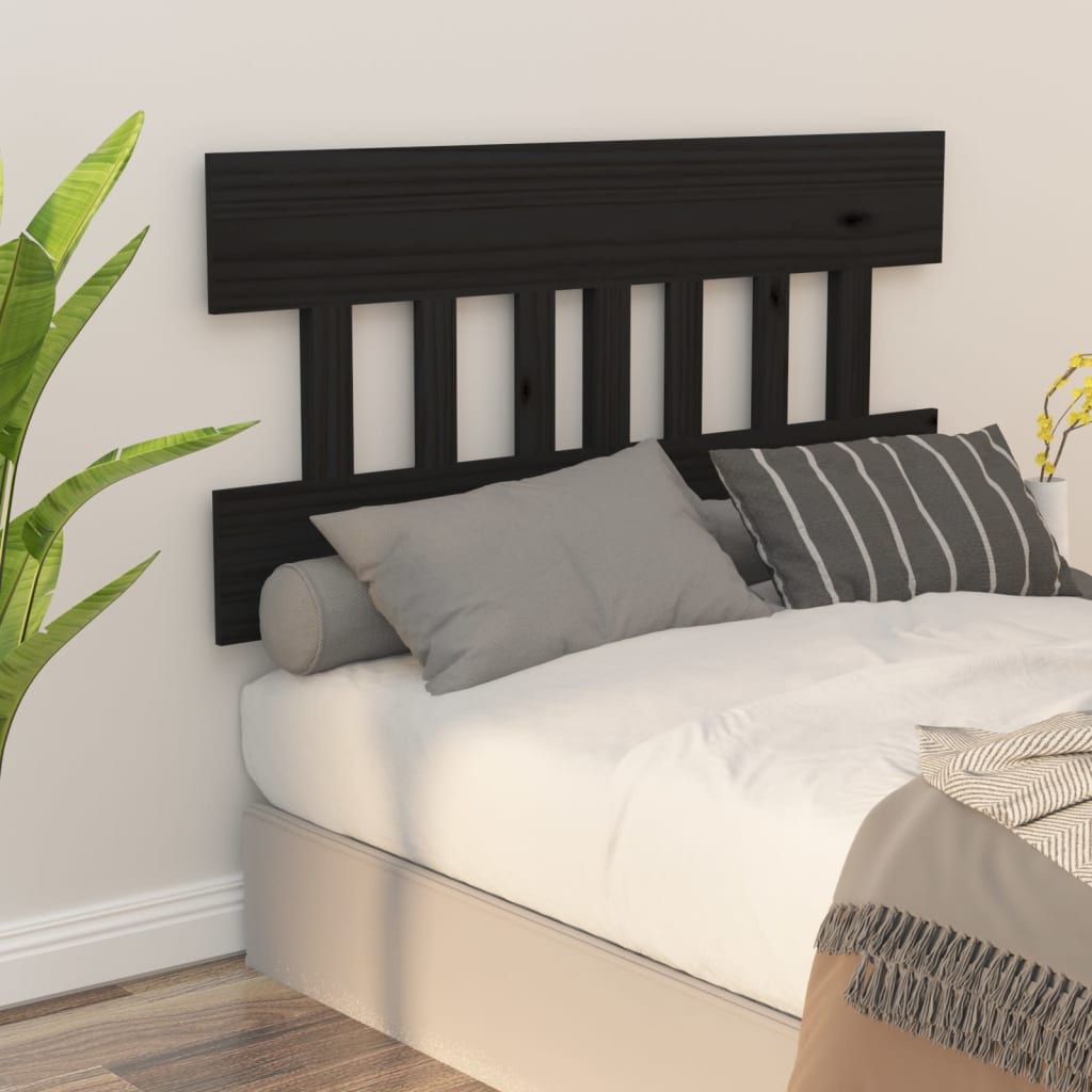 vidaXL Cabecero de cama madera maciza de pino negro 123,5x3x81 cm