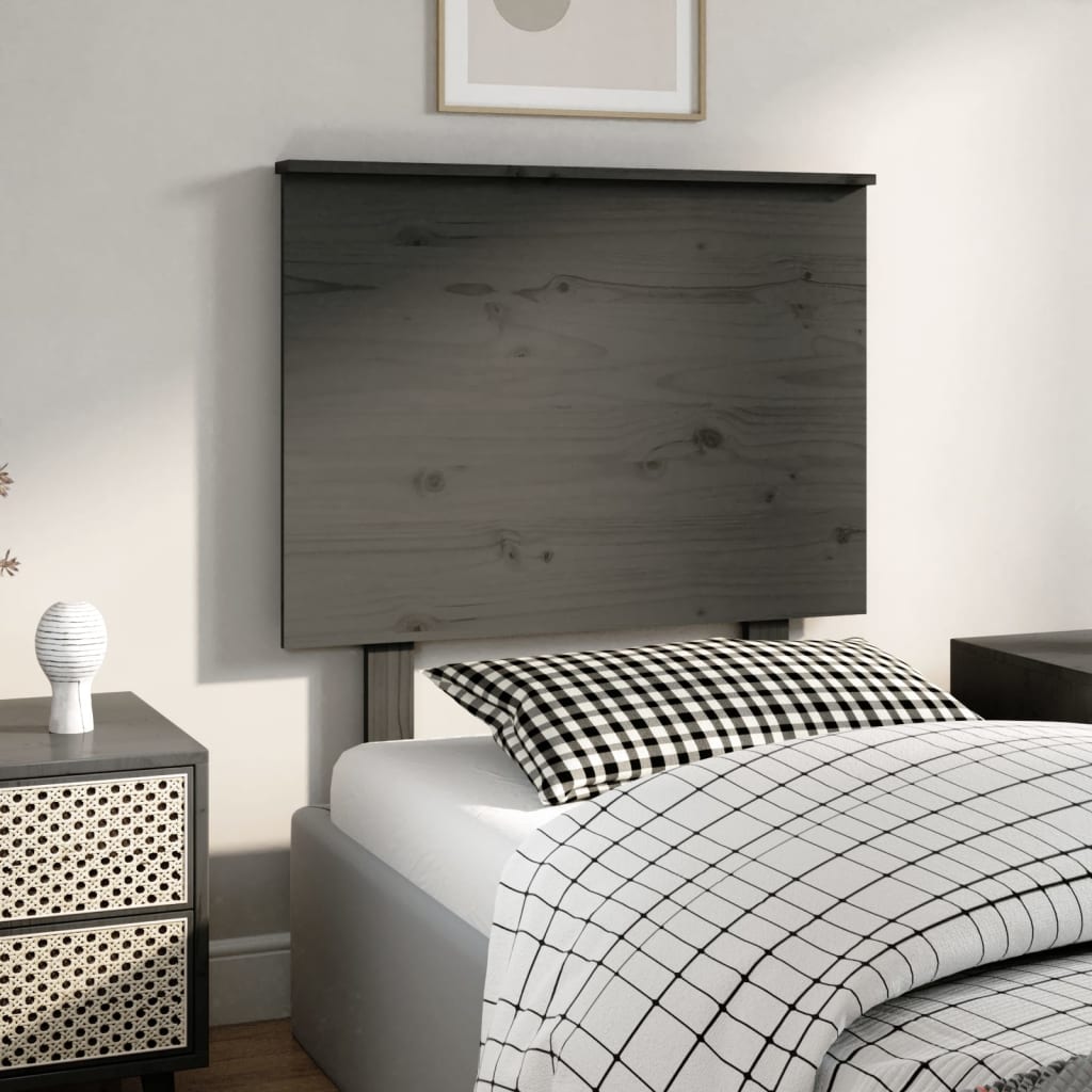 vidaXL Cabecero de cama madera maciza de pino gris 79x6x82,5 cm