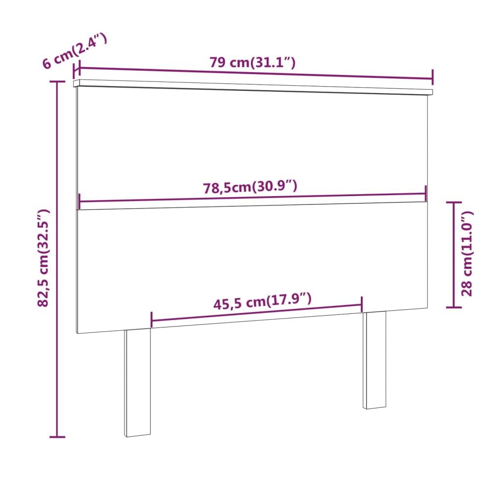 vidaXL Cabecero de cama madera maciza de pino gris 79x6x82,5 cm