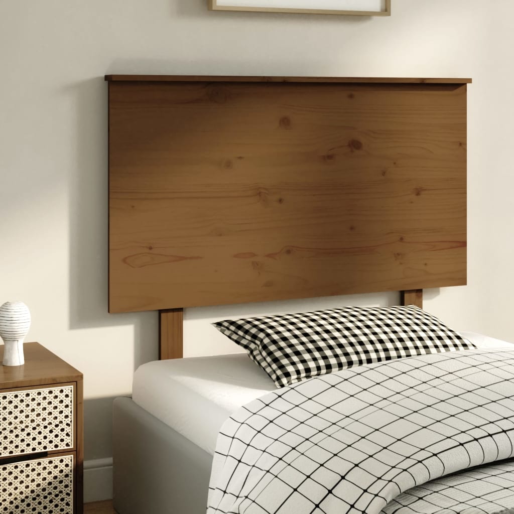 vidaXL Cabecero de cama madera maciza de pino marrón miel 104x6x82,5cm