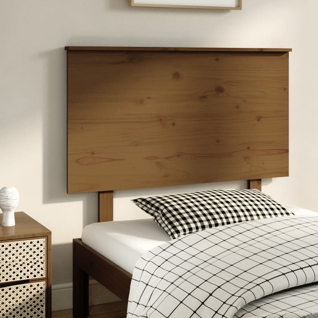 vidaXL Cabecero de cama madera maciza de pino marrón miel 104x6x82,5cm