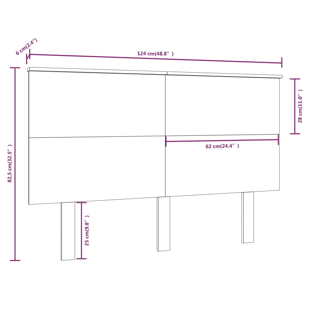 vidaXL Cabecero de cama madera maciza de pino blanco 124x6x82,5 cm