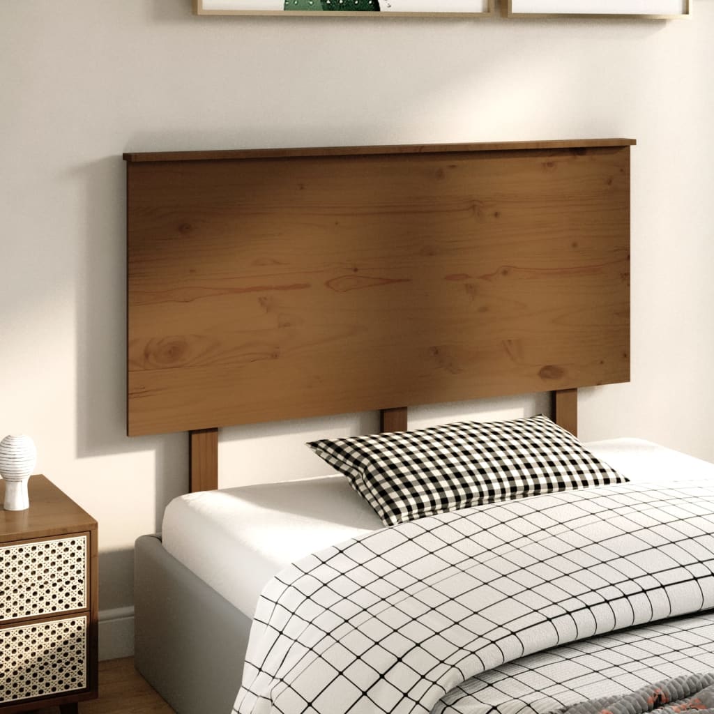 vidaXL Cabecero de cama madera maciza de pino marrón miel 124x6x82,5cm