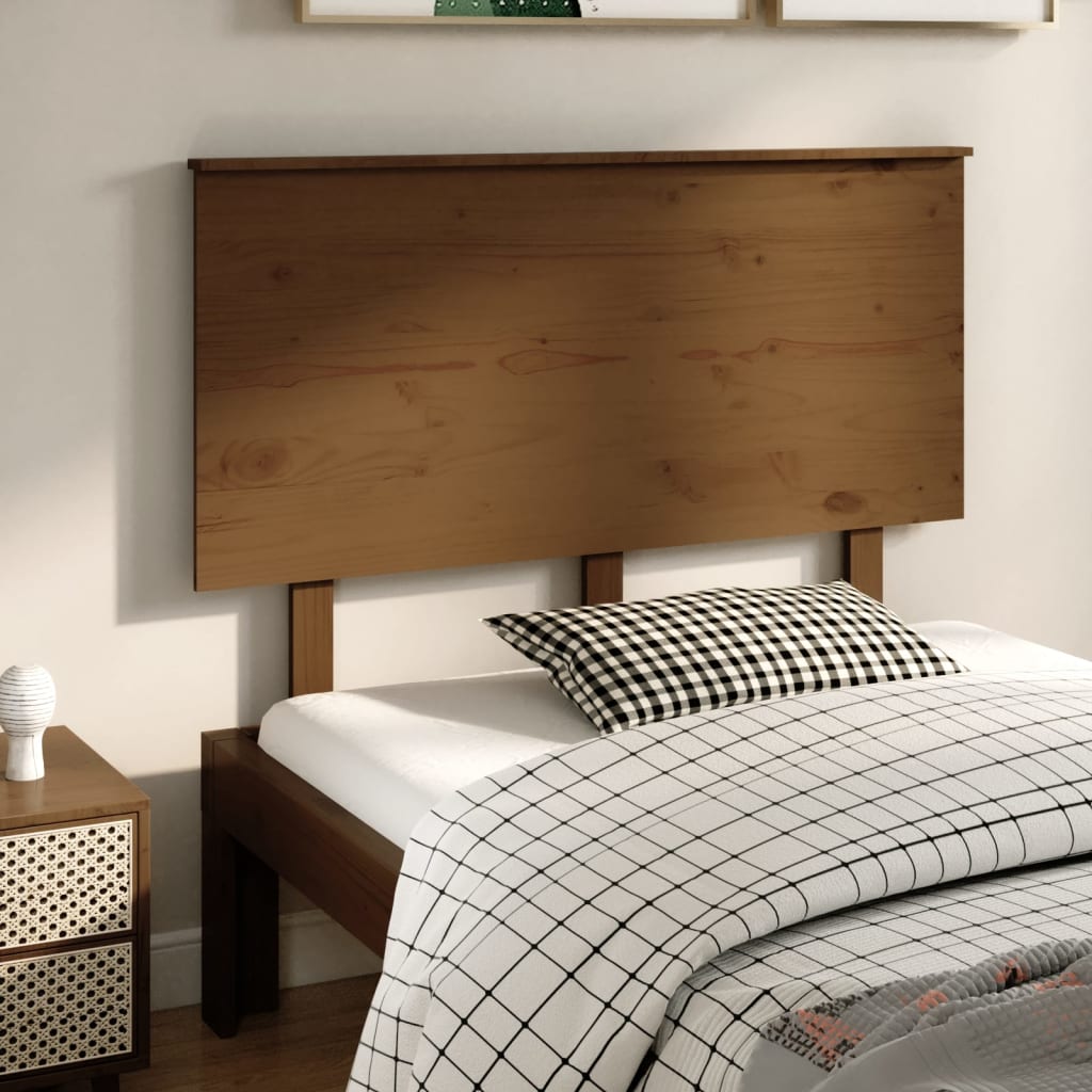 vidaXL Cabecero de cama madera maciza de pino marrón miel 124x6x82,5cm