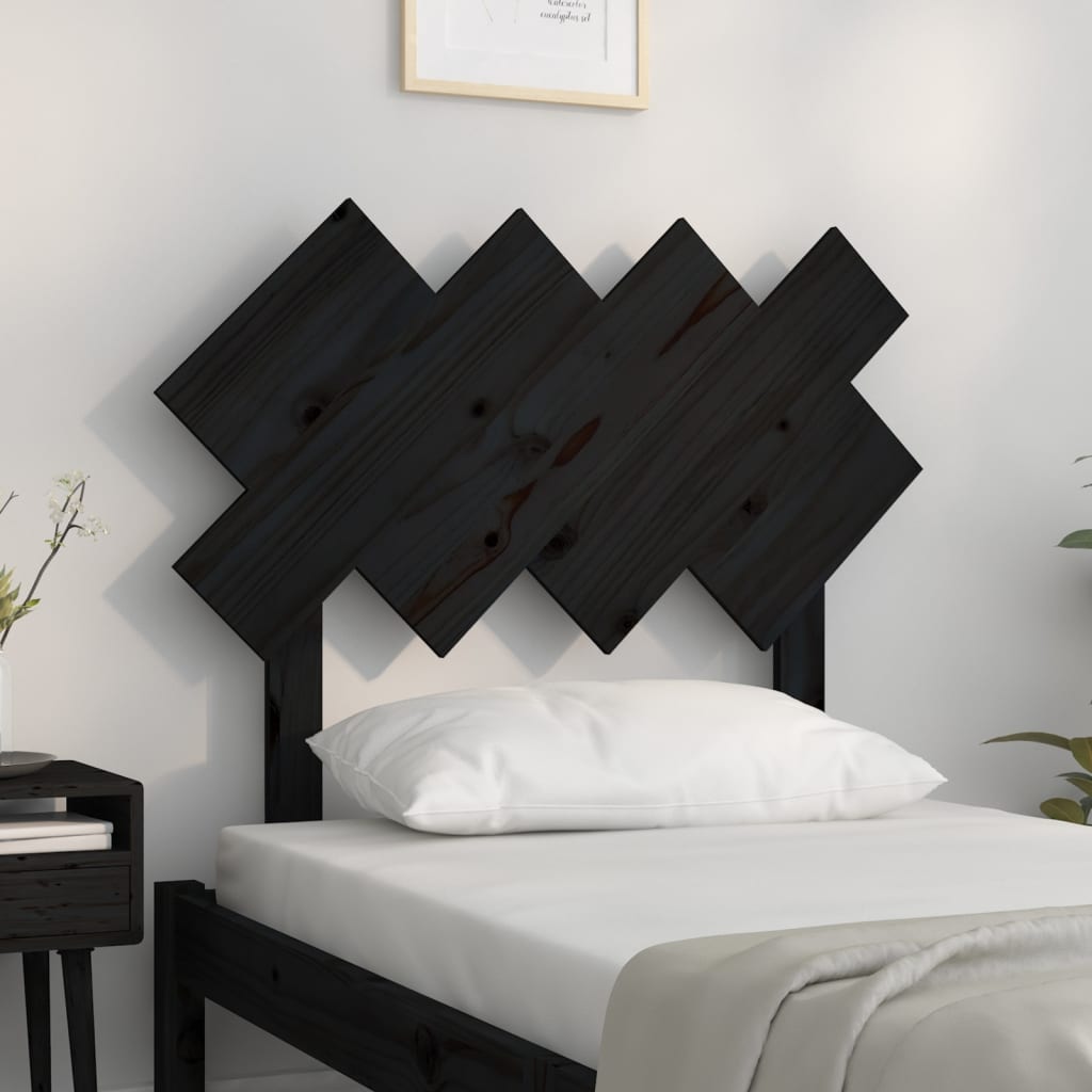 vidaXL Cabecero de cama madera maciza de pino negro 92x3x81 cm