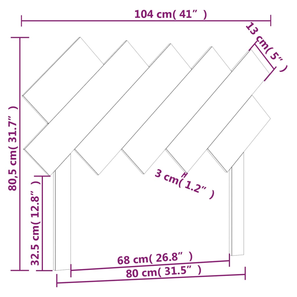 vidaXL Cabecero de cama madera maciza de pino marrón miel 104x3x80,5cm