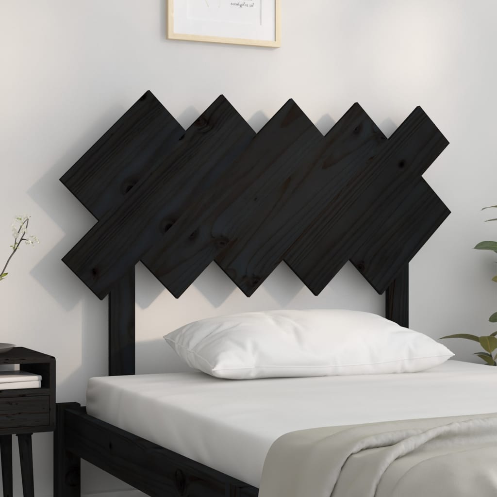 vidaXL Cabecero de cama madera maciza de pino negro 104x3x80,5 cm