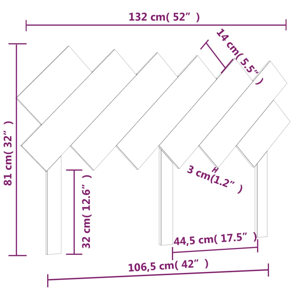 vidaXL Cabecero de cama madera maciza de pino blanco 132x3x81 cm