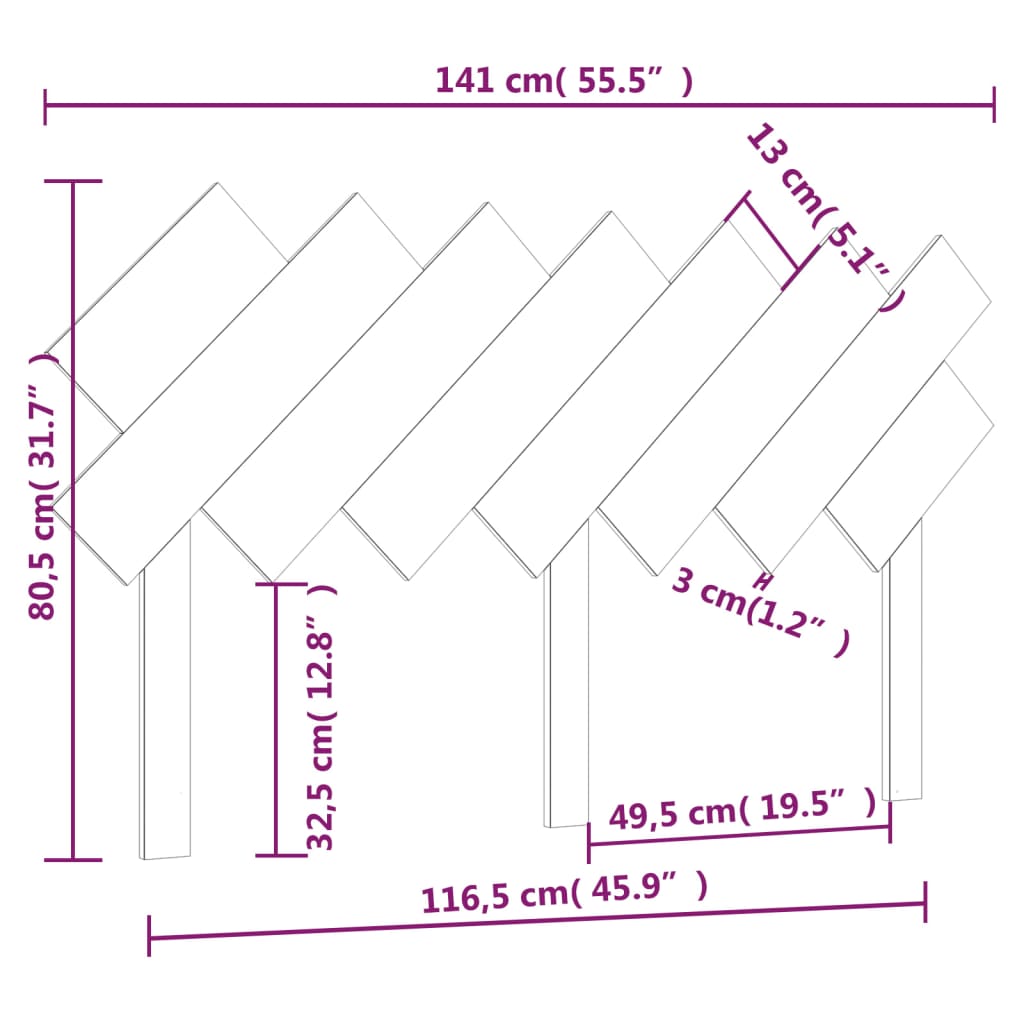 vidaXL Cabecero de cama madera maciza de pino gris 141x3x80,5 cm