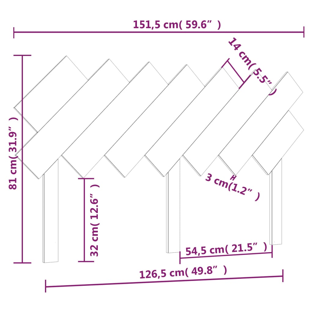 vidaXL Cabecero de cama madera maciza de pino 151,5x3x81 cm