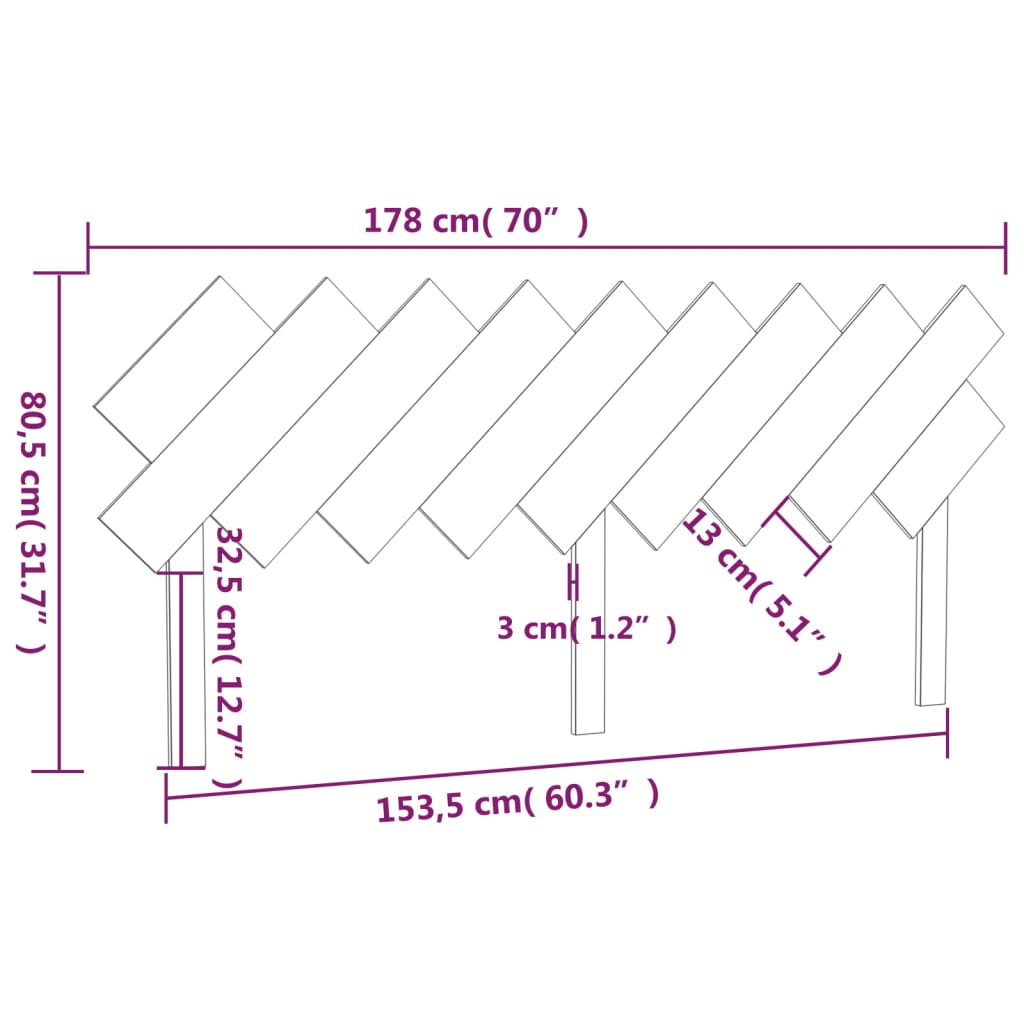 vidaXL Cabecero de cama madera maciza de pino 178x3x80,5 cm