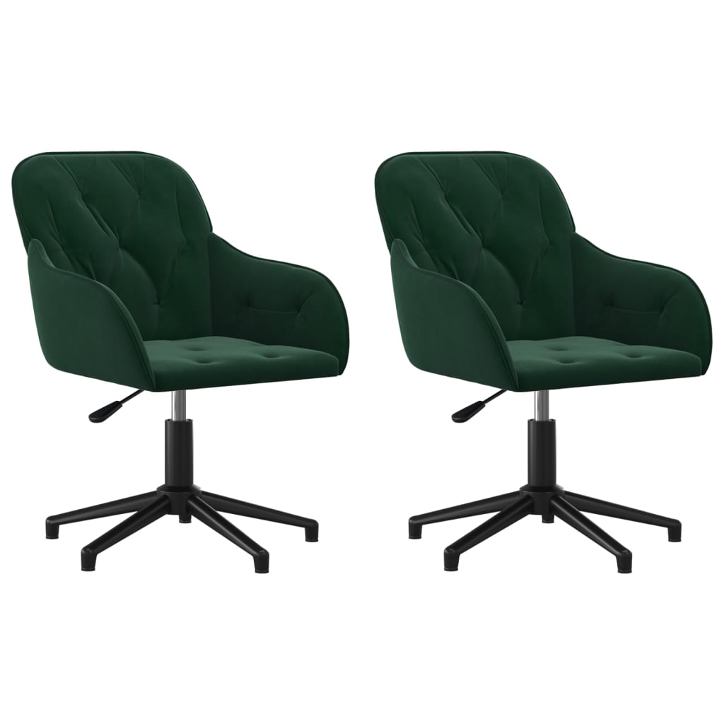 vidaXL Sillas de comedor giratorias 2 unidades terciopelo verde oscuro