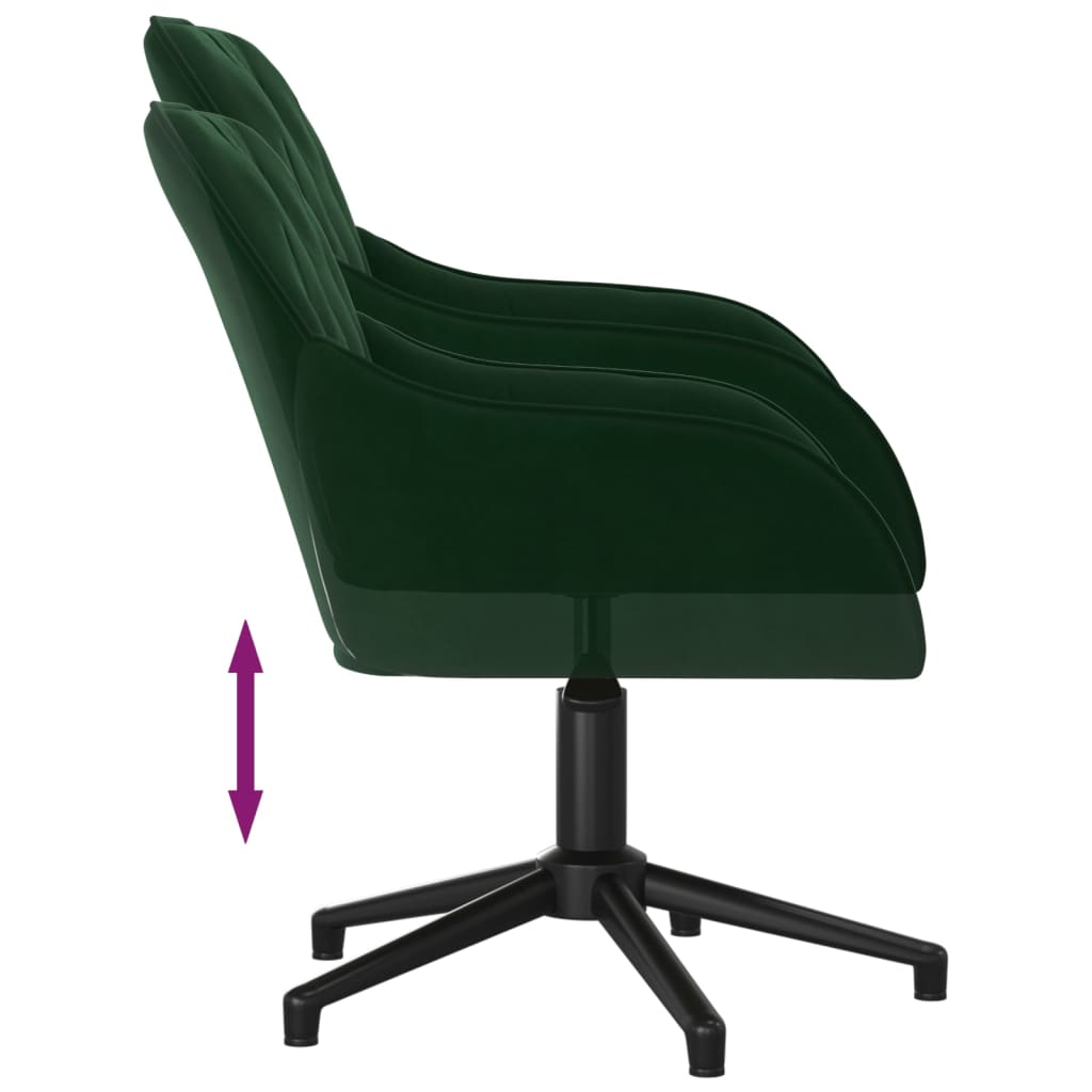 vidaXL Sillas de comedor giratorias 2 unidades terciopelo verde oscuro