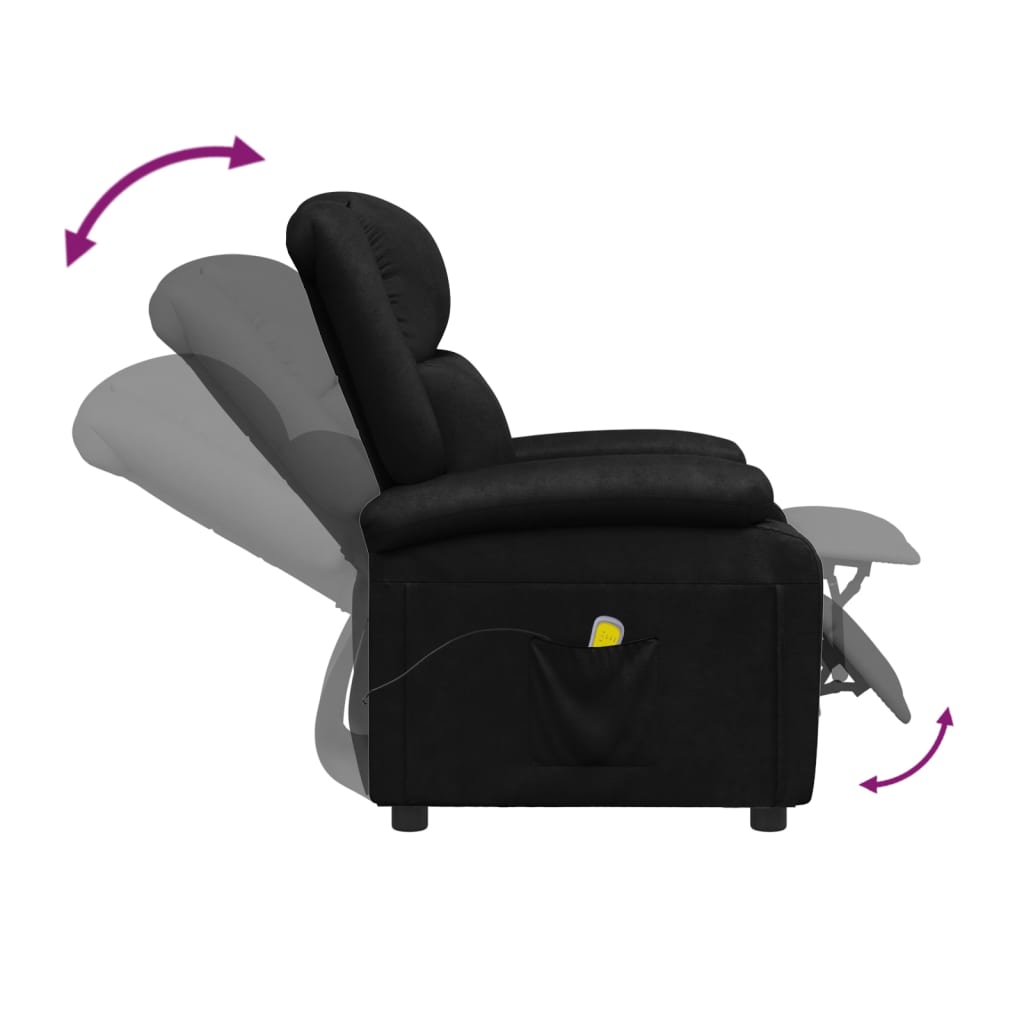 vidaXL Sillón de masaje de cuero sintético negro