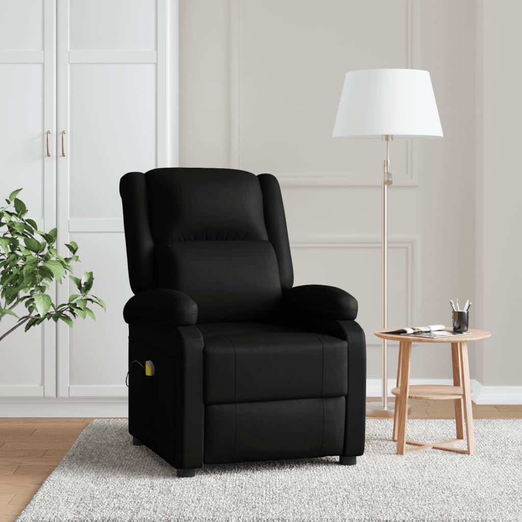 vidaXL Sillón de masaje de cuero sintético negro